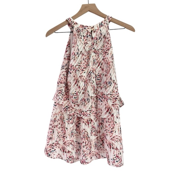 NWT White House Black Market Petunia Tiered Halter Shell Top Pink White Size 2 - Picture 2 of 11